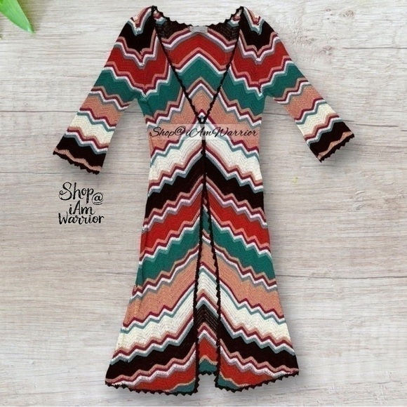 Missoni RARE crochet zigzag chevron long duster cardigan *shop@iamwarrior - Picture 9 of 16